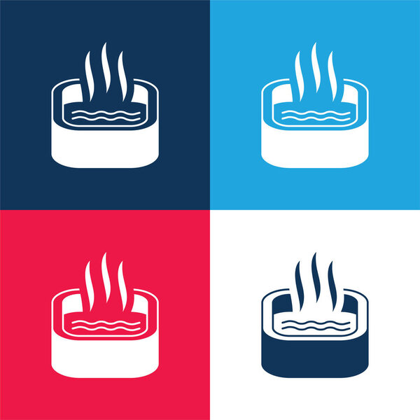 Bath Of Immersion blue and red four color minimal icon set
