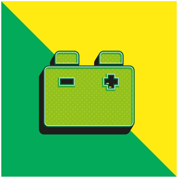 Батарея Зеленый и желтый современный 3d логотип вектора