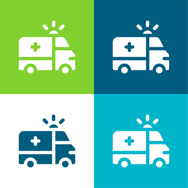 Скорая помощь Плоский четырехцветный минимальный набор значков