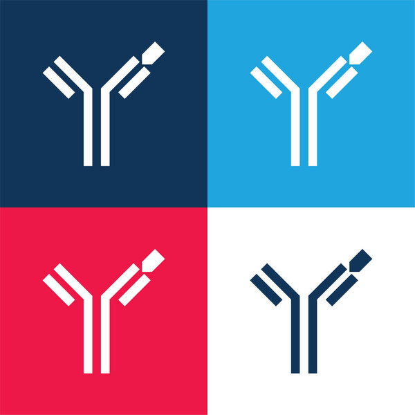 Antibody blue and red four color minimal icon set