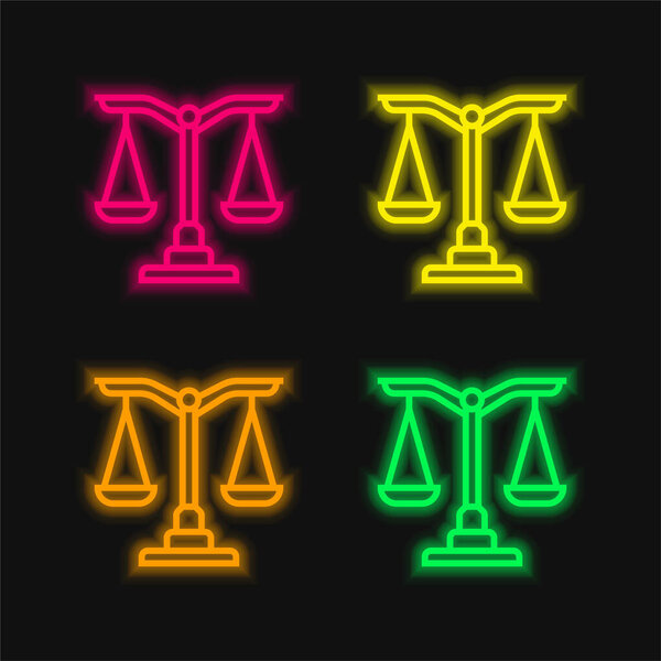 Баланс четырех цветов светящийся неоновый вектор значок
