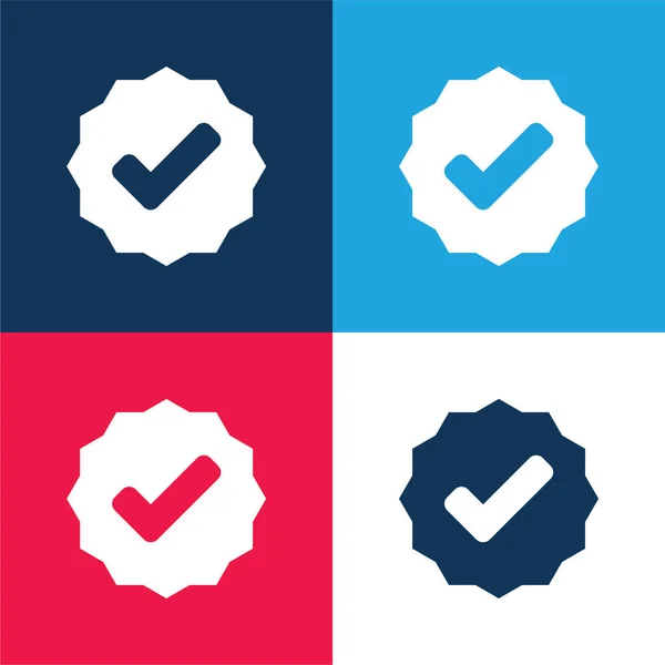 Señal Aprobada Azul Rojo Conjunto Iconos Mínimo Cuatro Colores — Vector de stock