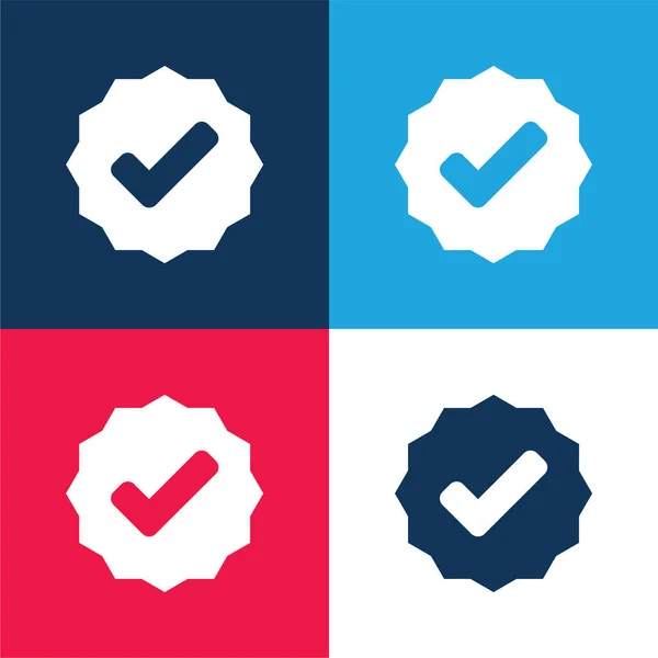 Goedgekeurd Signal Blauw Rood Vier Kleuren Minimale Pictogram Set — Stockvector