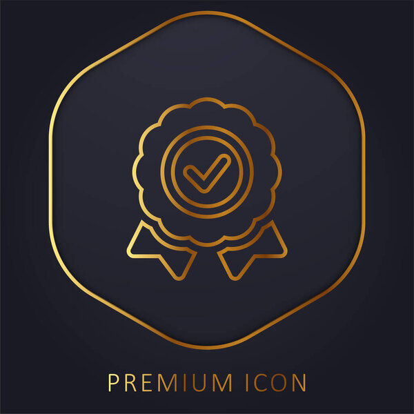 Badge golden line premium logo or icon
