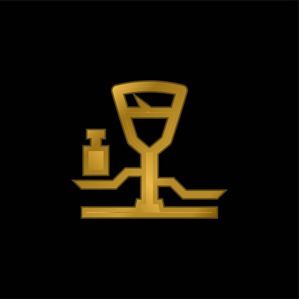 Плакированный золотом металлический значок или вектор логотипа