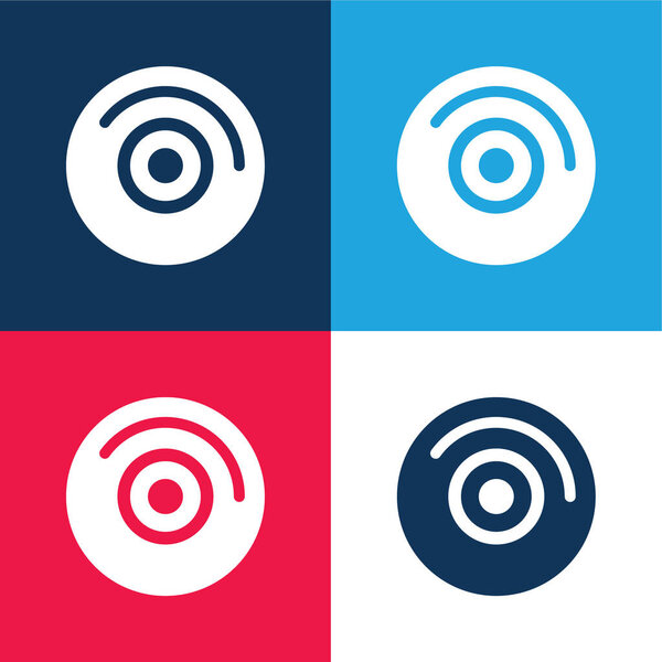 Аудио диск с белыми деталями синий и красный четыре цвета минимальный набор значков
