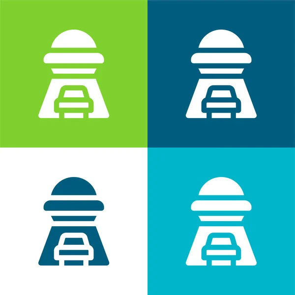 Abduction Flat Four Color Minimal Icon Set — Stock Vector