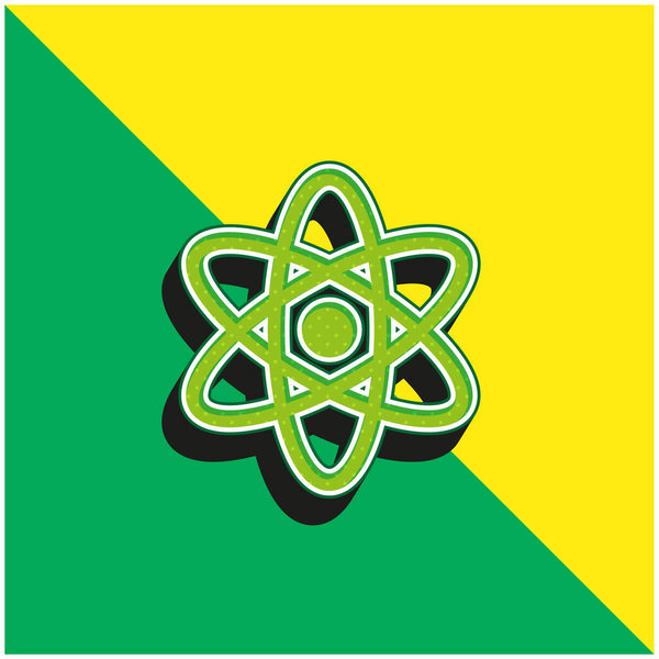 Atom Green and yellow modern 3d vector icon logo
