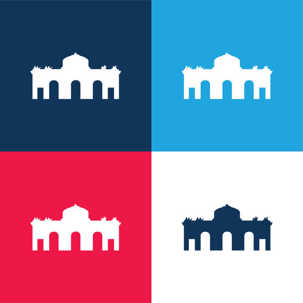 Alcala Gate Spain blue and red four color minimal icon set