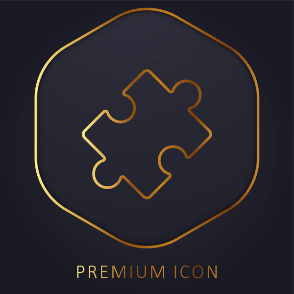 Black Rotated Puzzle Piece golden line premium logo or icon