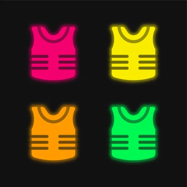 stock vector Armor four color glowing neon vector icon