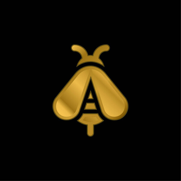 Bee gold plated metalic icon or logo vector