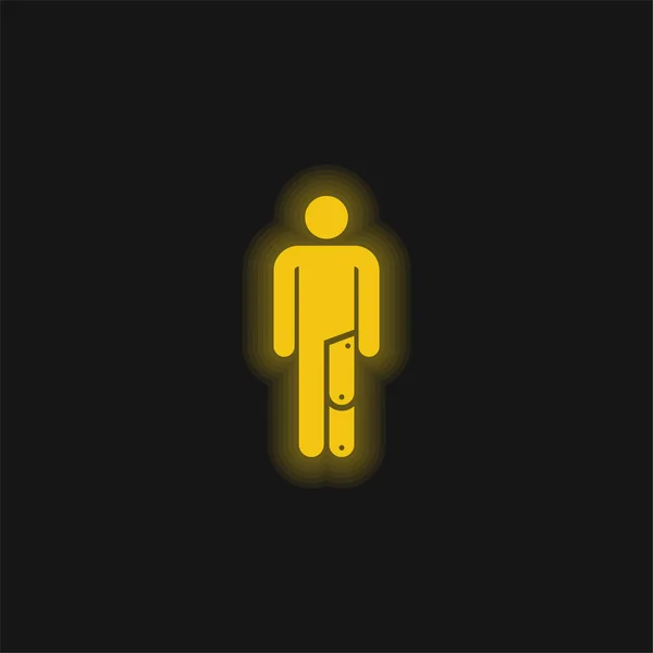 Amputowana Żółta Świecąca Ikona Neonu — Wektor stockowy