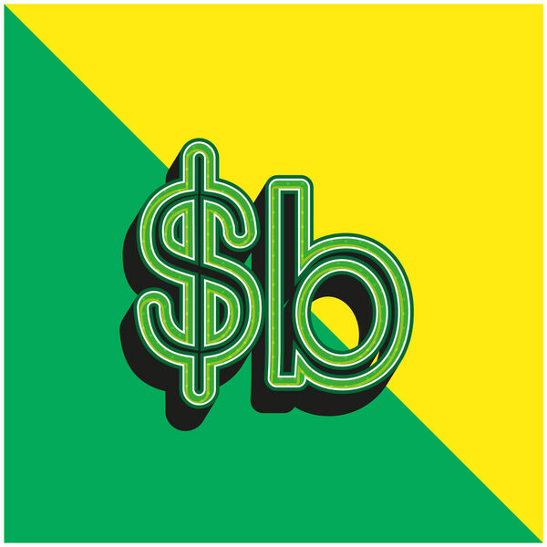 Bolivia Boliviano Currency Symbol Green and yellow modern 3d vector icon logo