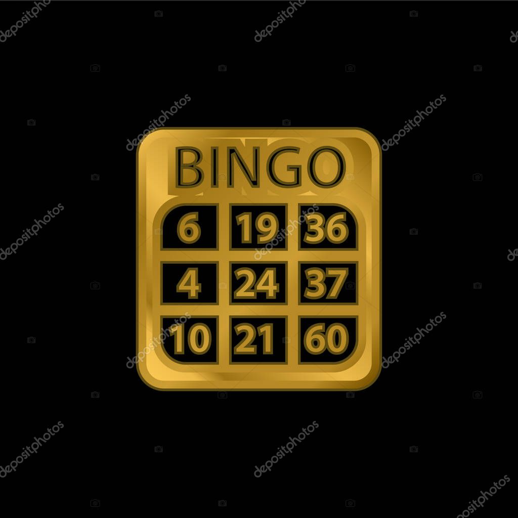 Bingo gold plated metalic icon or logo vector