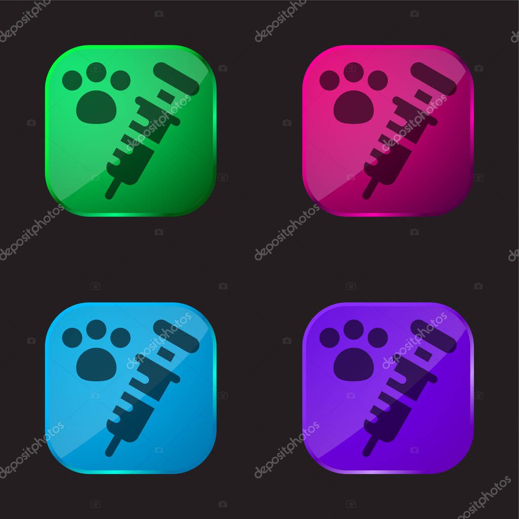 Animal Vaccination four color glass button icon