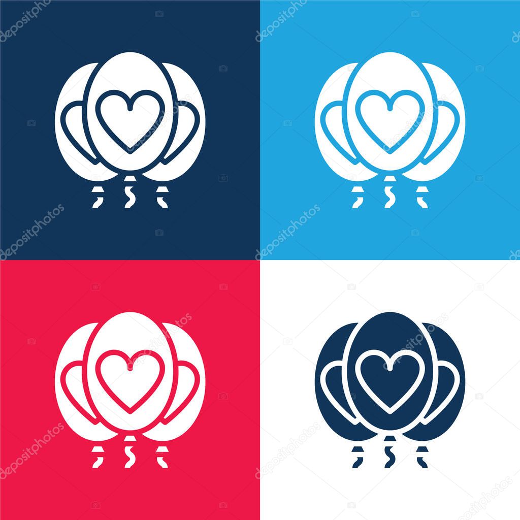 Balloon blue and red four color minimal icon set