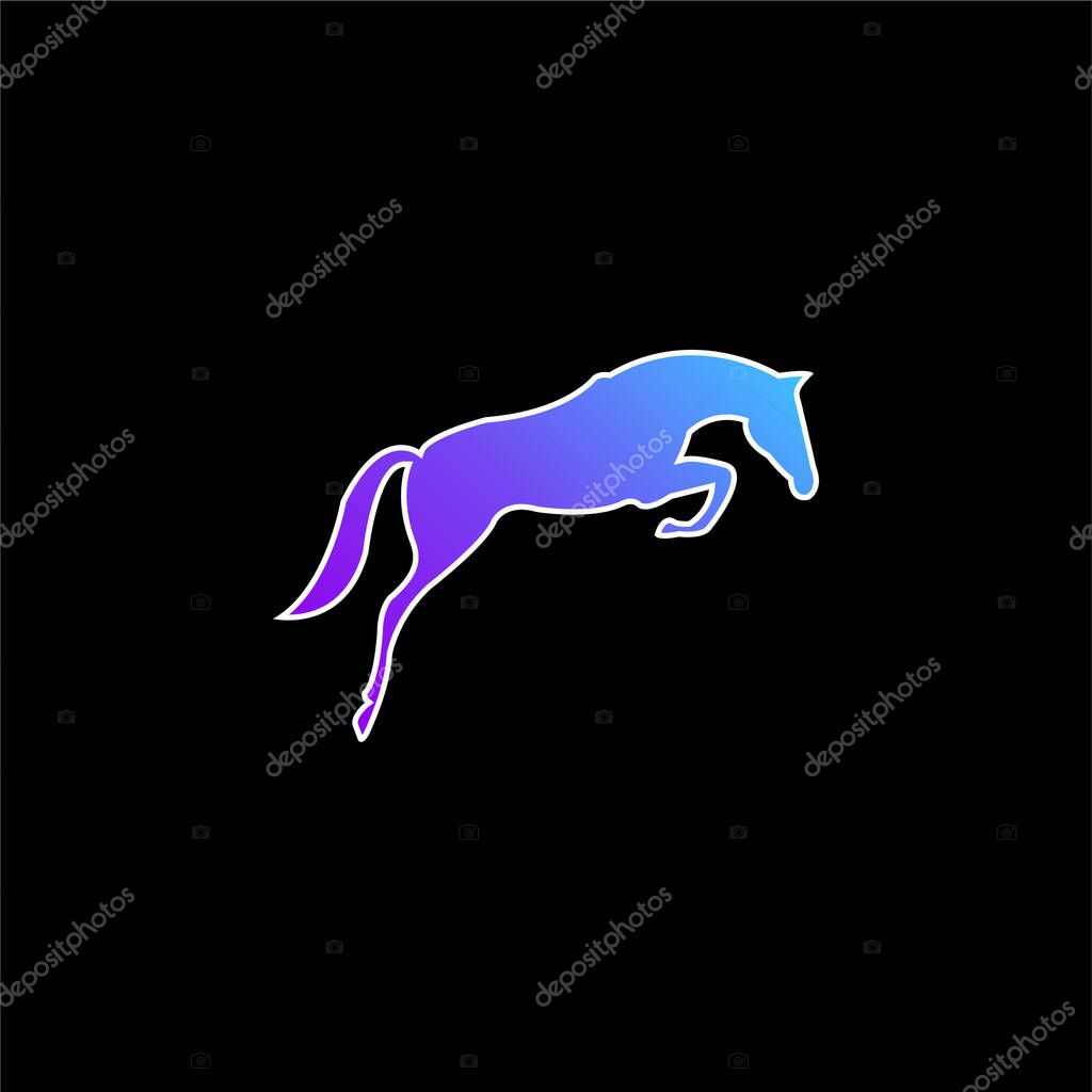 Black Jumping Horse With Face Looking To The Ground blue gradient vector icon