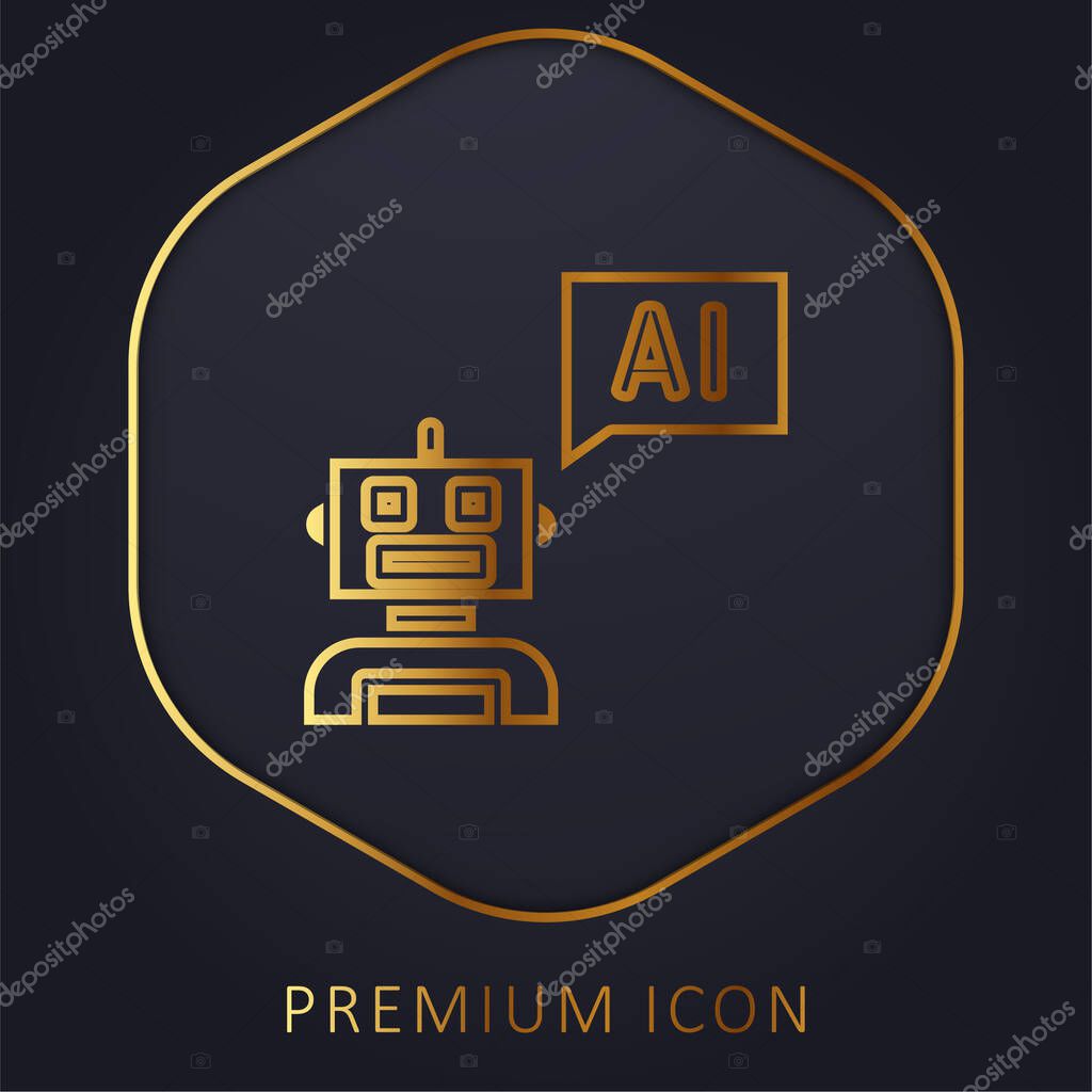 Bot golden line premium logo or icon