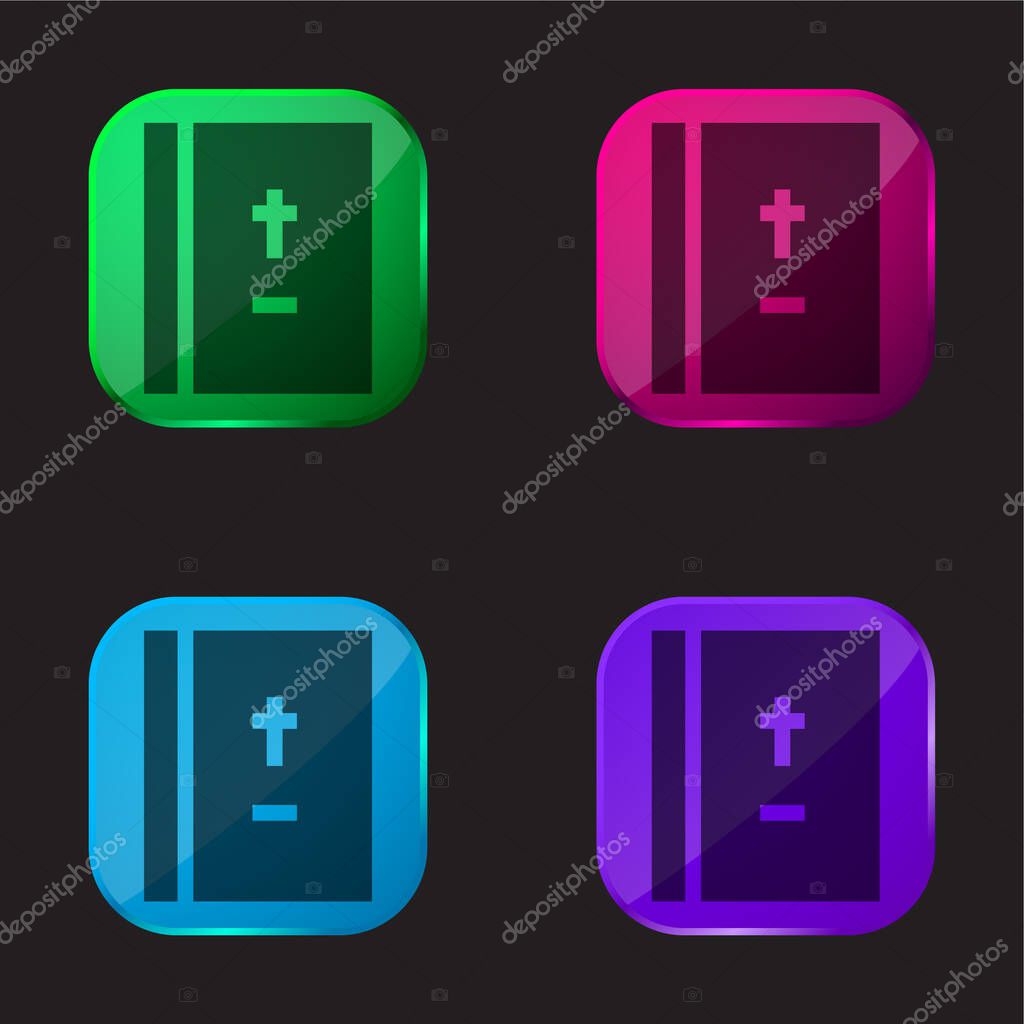 Bible four color glass button icon