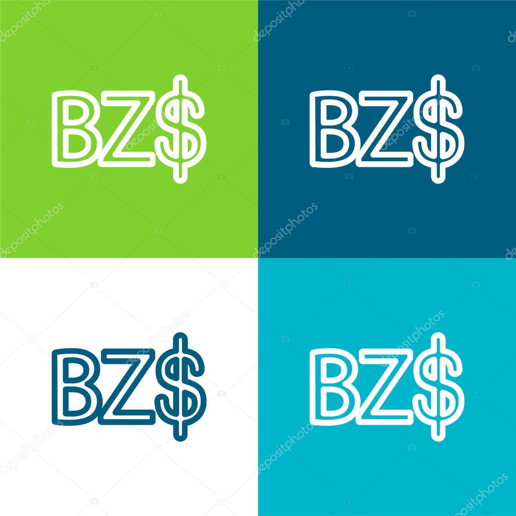 Belize Dollar Symbol Flat four color minimal icon set