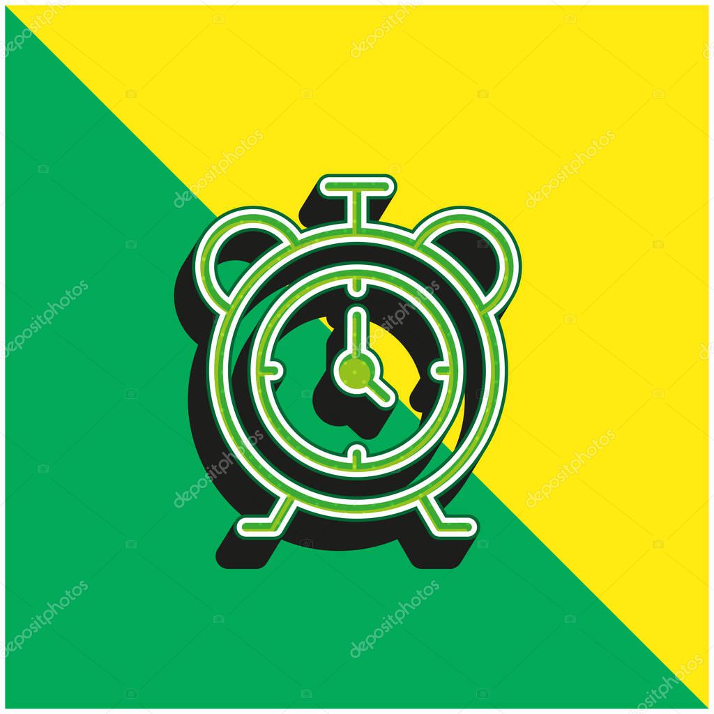 Alarm Green and yellow modern 3d vector icon logo