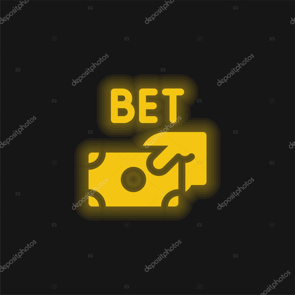 Bet yellow glowing neon icon