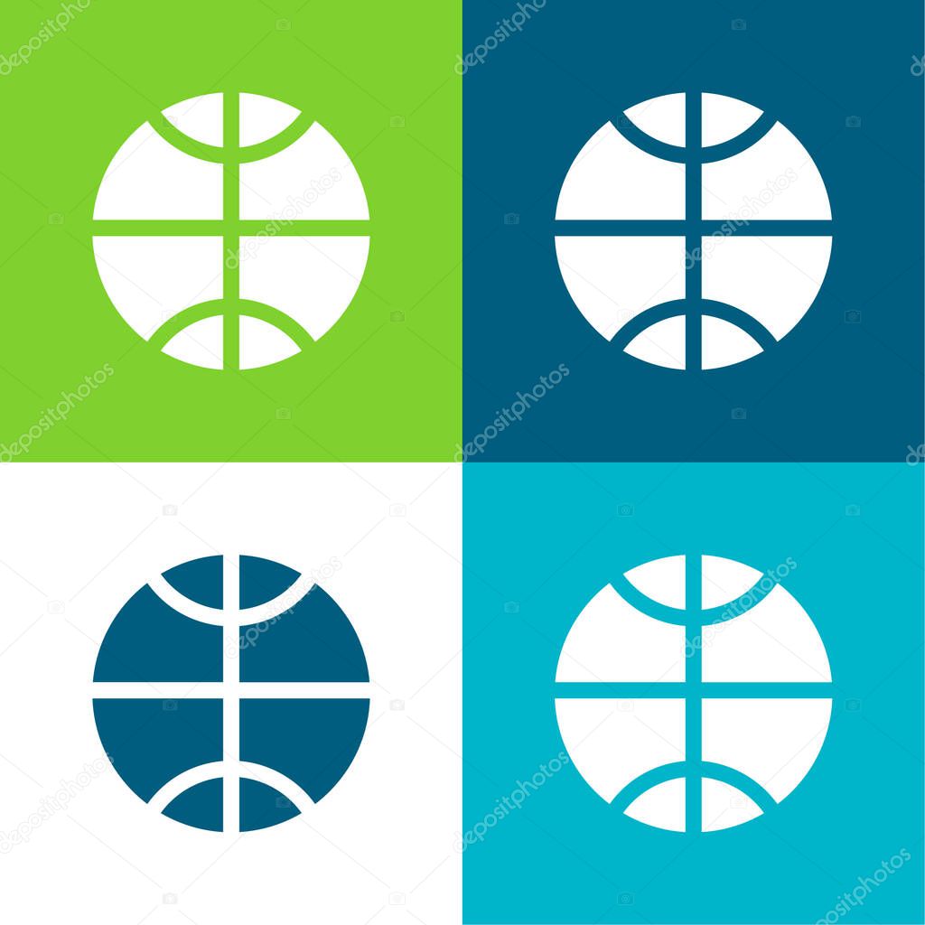 Basketball Ball Flat four color minimal icon set