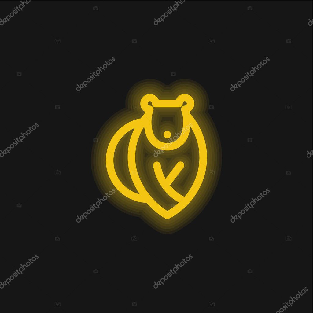 Bear yellow glowing neon icon