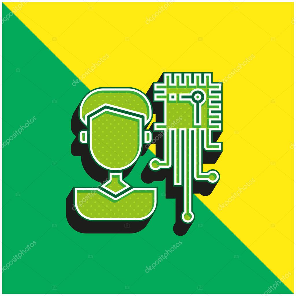 Artificial Intelligence Green and yellow modern 3d vector icon logo