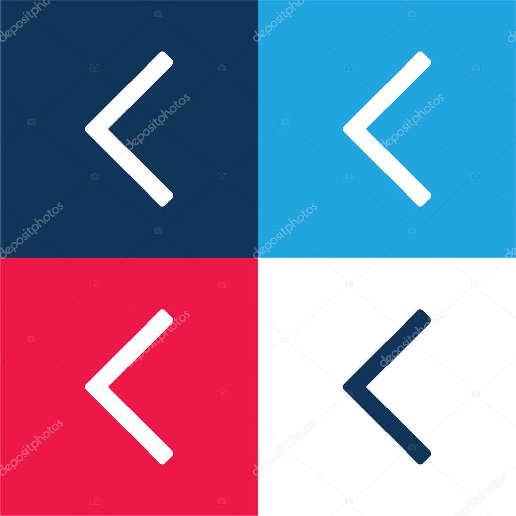 Backward Arrow blue and red four color minimal icon set