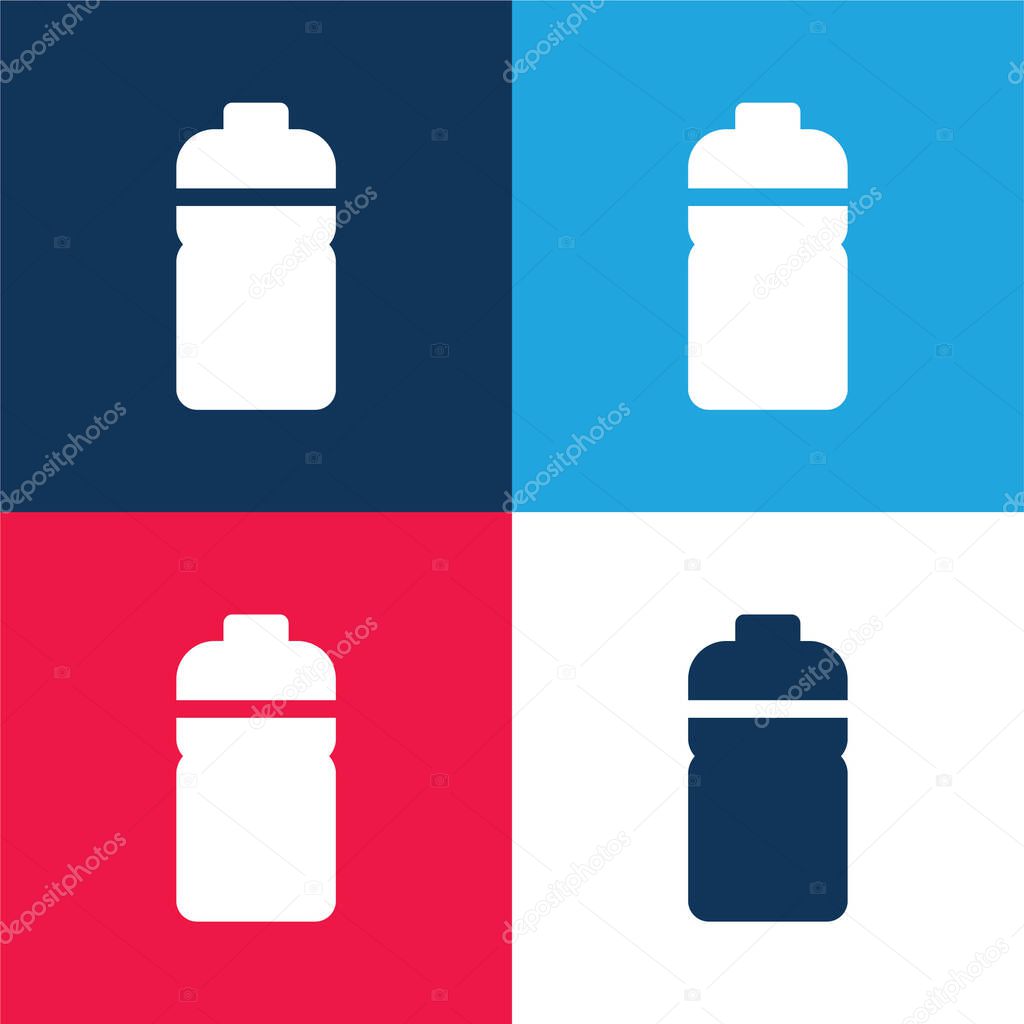 Bottle blue and red four color minimal icon set