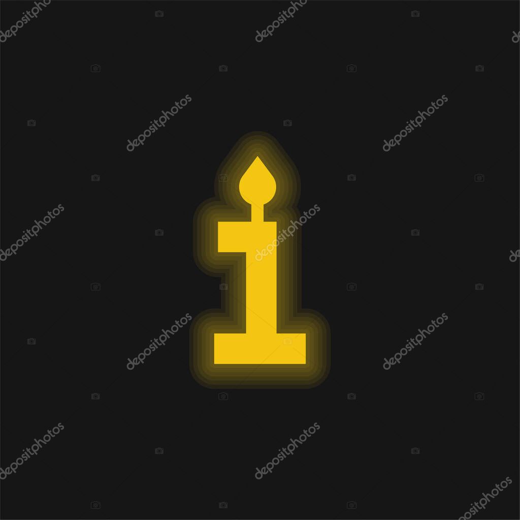 Birthday yellow glowing neon icon