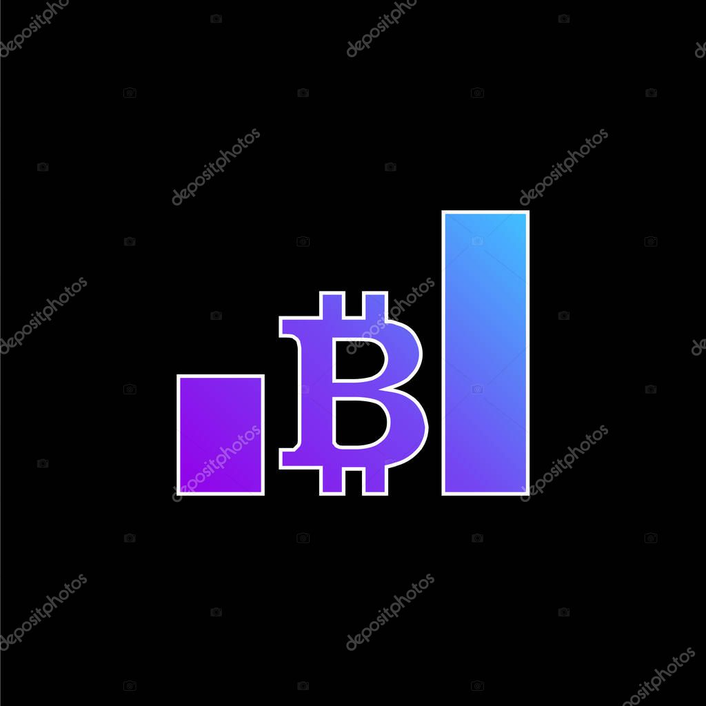 Bitcoin Bars Ascendant Graphic Of Increasing Money blue gradient vector icon