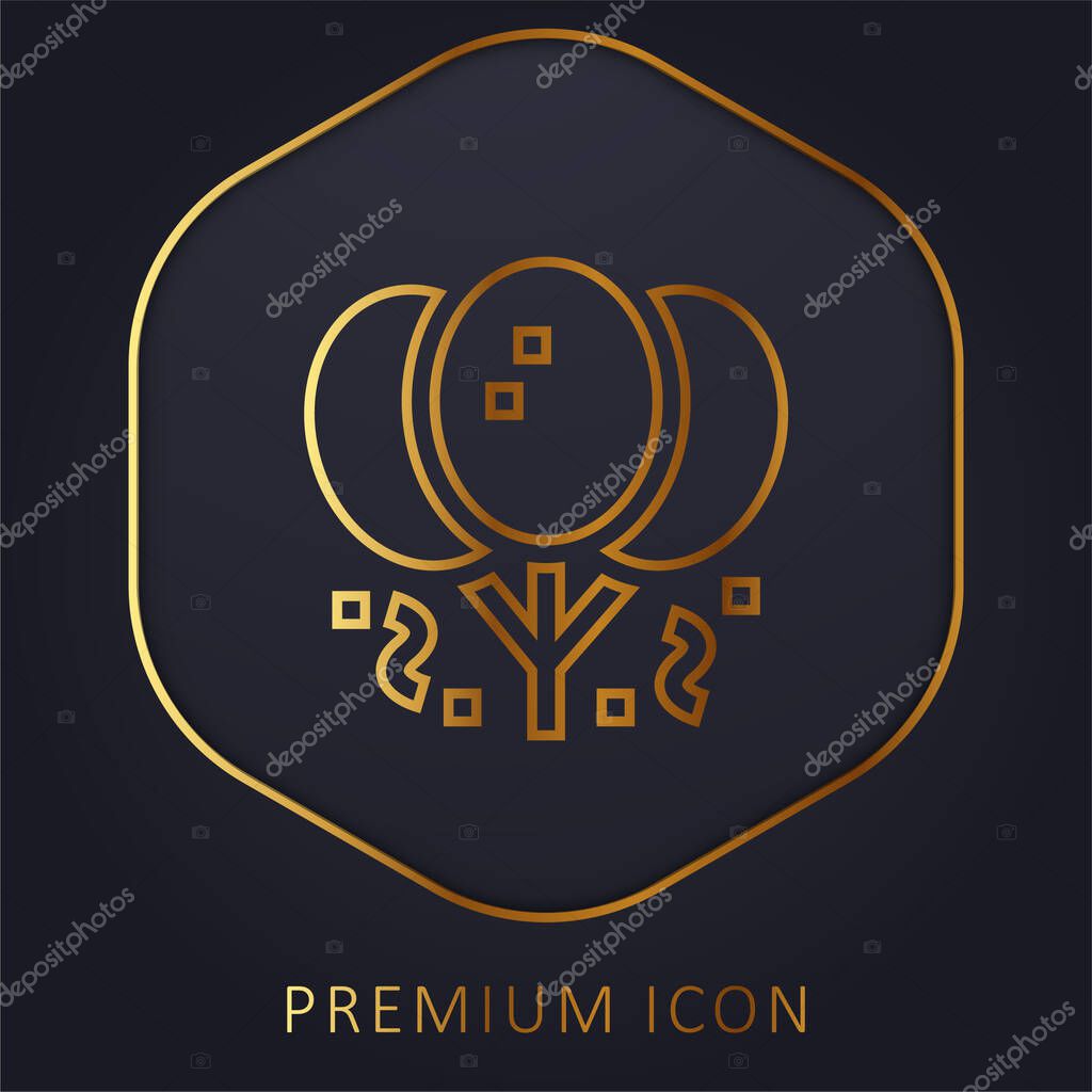 Balloons golden line premium logo or icon