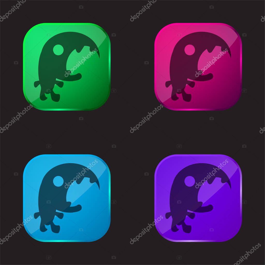Big Mouth Monster four color glass button icon
