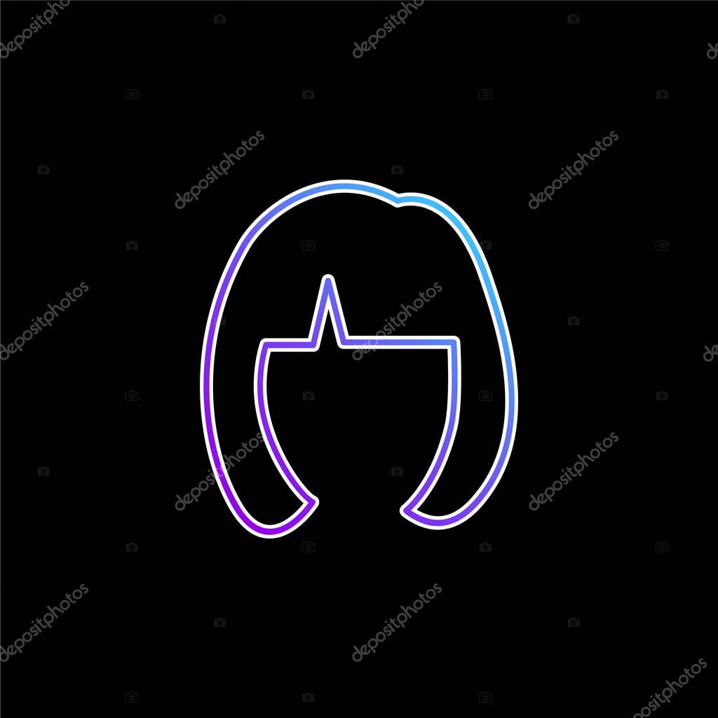 Blond Female Short Hair Shape blue gradient vector icon