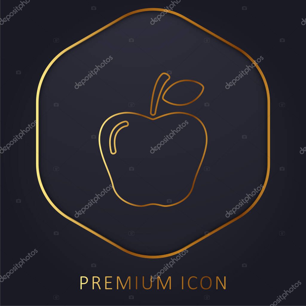 Apple Fruit golden line premium logo or icon