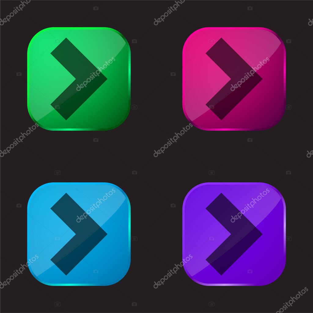 Backward Arrow four color glass button icon