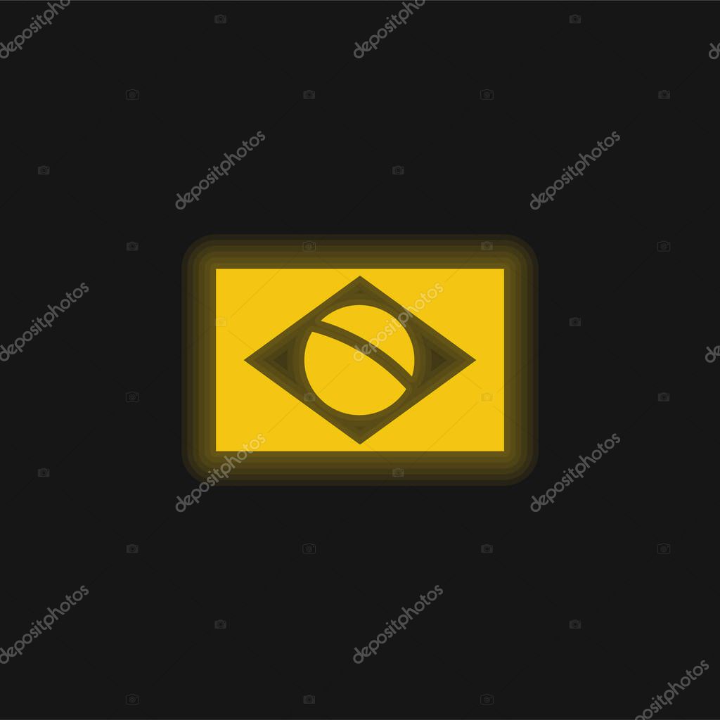 Brazil Flag yellow glowing neon icon