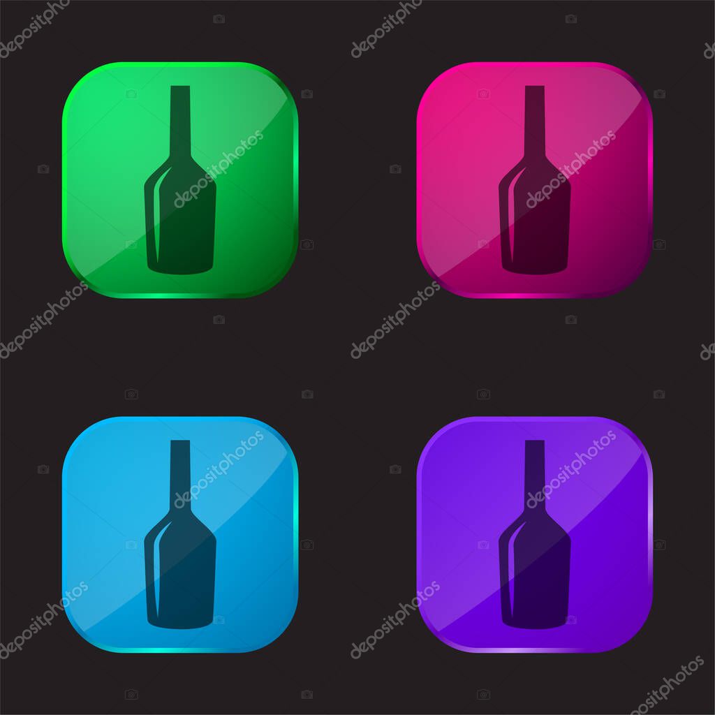 Black Wine Bottle Glass Shape four color glass button icon