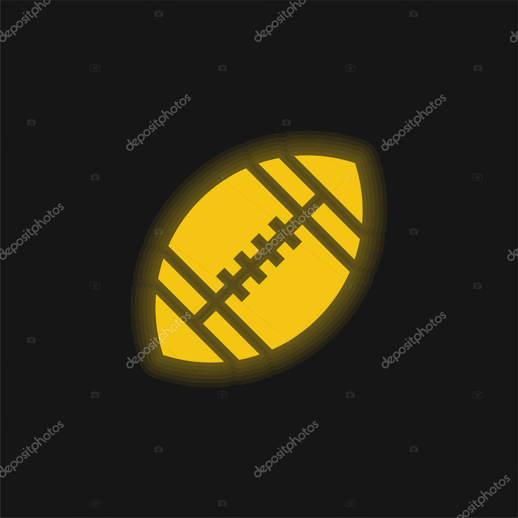 American Football yellow glowing neon icon