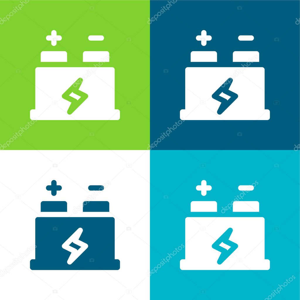 Battery Flat four color minimal icon set