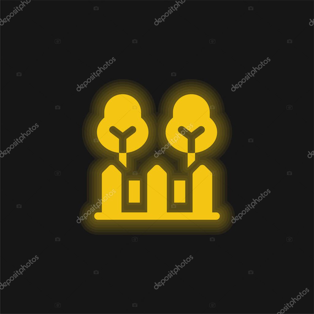 Backyard yellow glowing neon icon