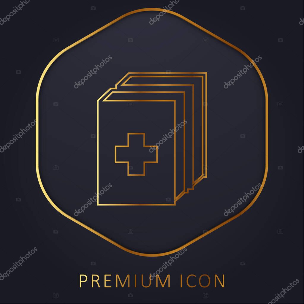 2 Medicine Kit golden line premium logo or icon