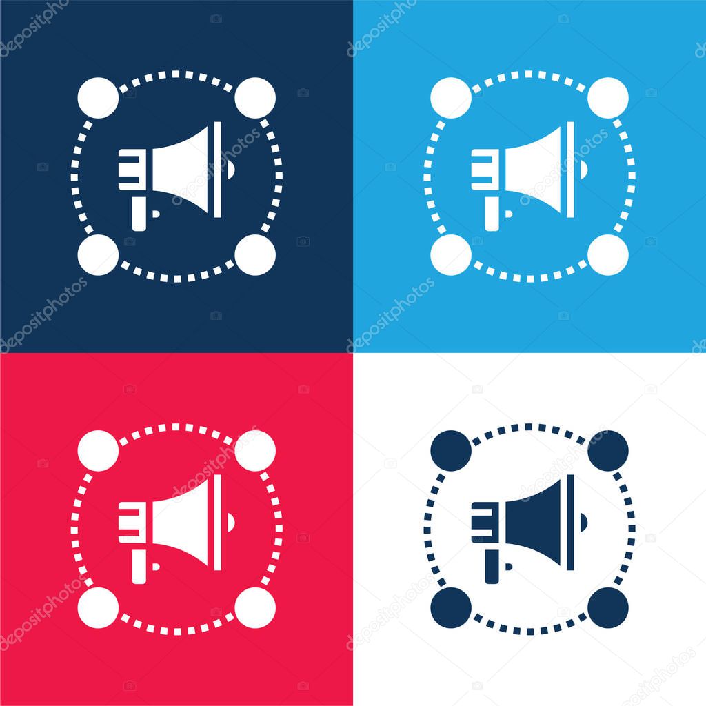 Affiliate Marketing blue and red four color minimal icon set