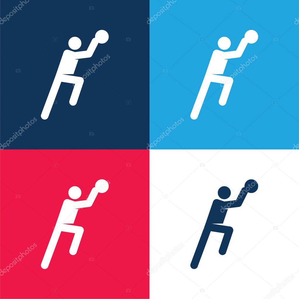 Basketball Player blue and red four color minimal icon set