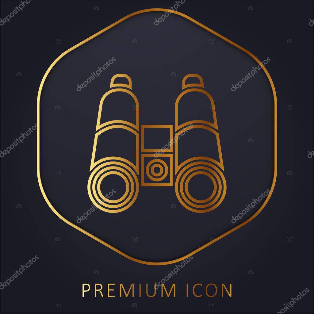 Binocular golden line premium logo or icon