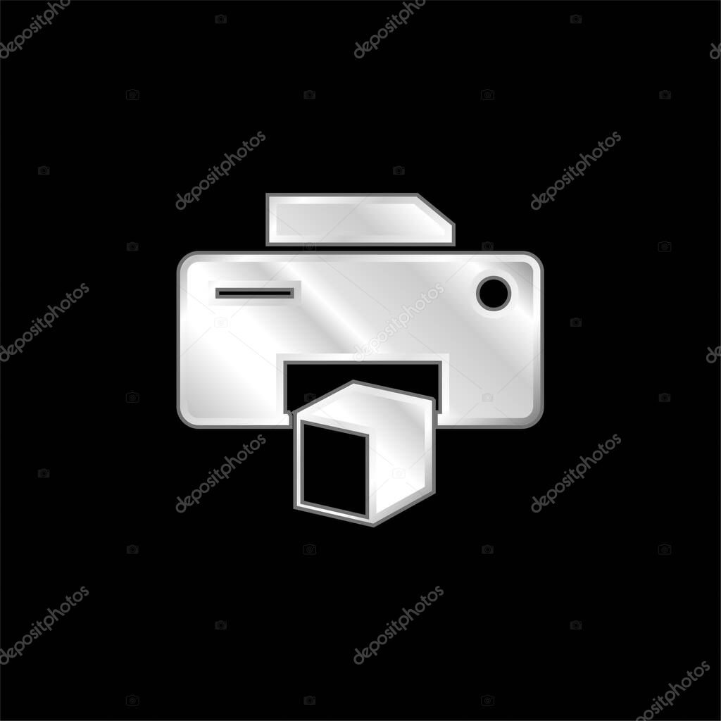 3d Printer Symbol silver plated metallic icon