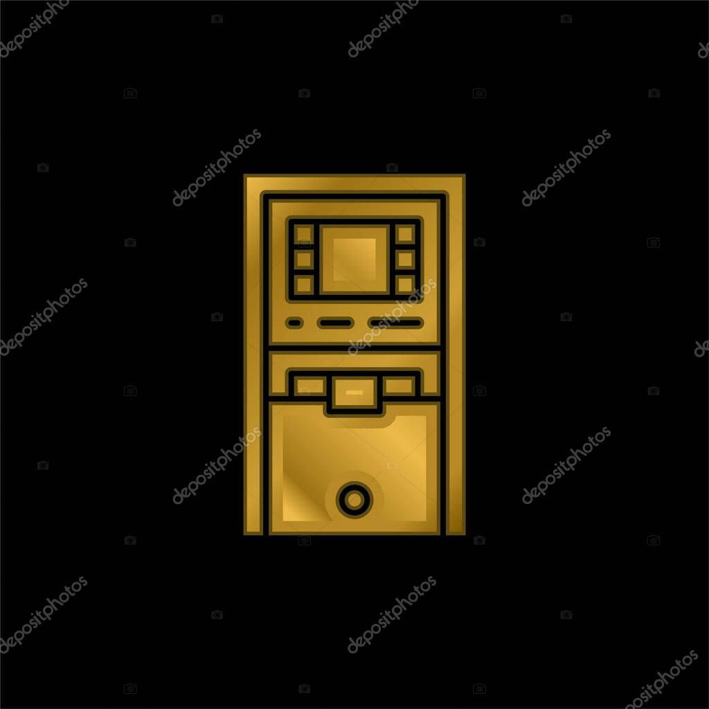 Atm Machine gold plated metalic icon or logo vector